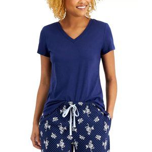 Charter Club Womens Size M Everyday Cotton V-Neck Pajama T-Shirt Navy MLT7865AFA